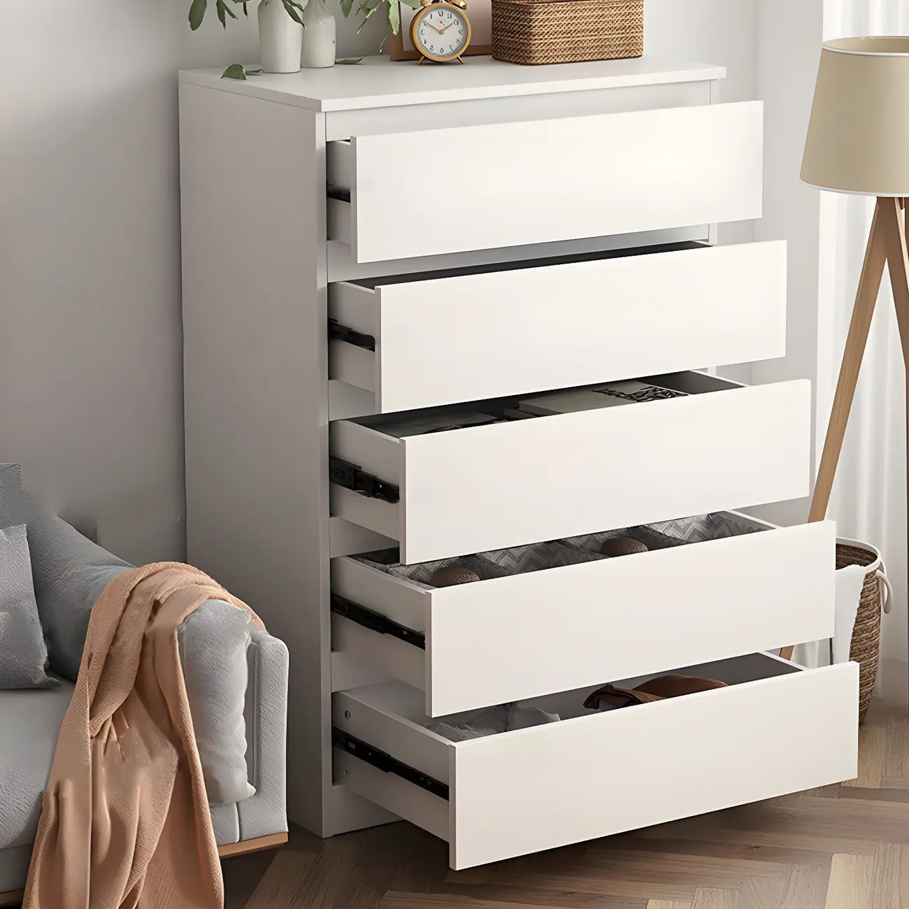 Modern 6-Drawer Wood Double Dresser Wide Chest of Drawers for Bedroom Image - 5 | homeyfad