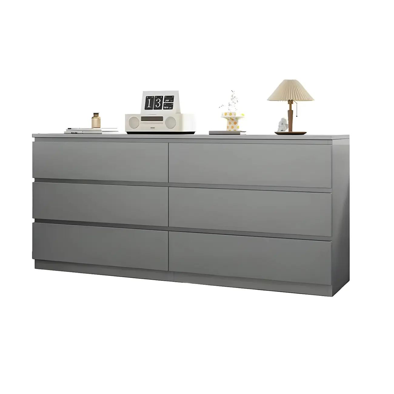 Modern 6-Drawer Wood Double Dresser Wide Chest of Drawers for Bedroom Image - 23 | homeyfad