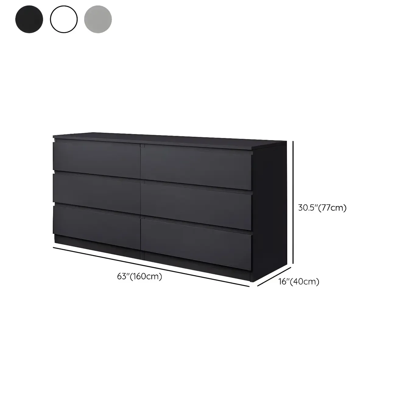 Modern 6-Drawer Wood Double Dresser Wide Chest of Drawers for Bedroom Image - 32