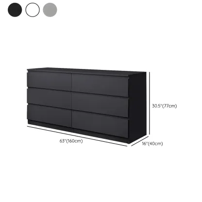 Modern 6-Drawer Wood Double Dresser Wide Chest of Drawers for Bedroom Image - 32