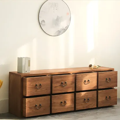 Traditional 8-Drawer Brown Horizontal Wood Large Dresser Image - 1