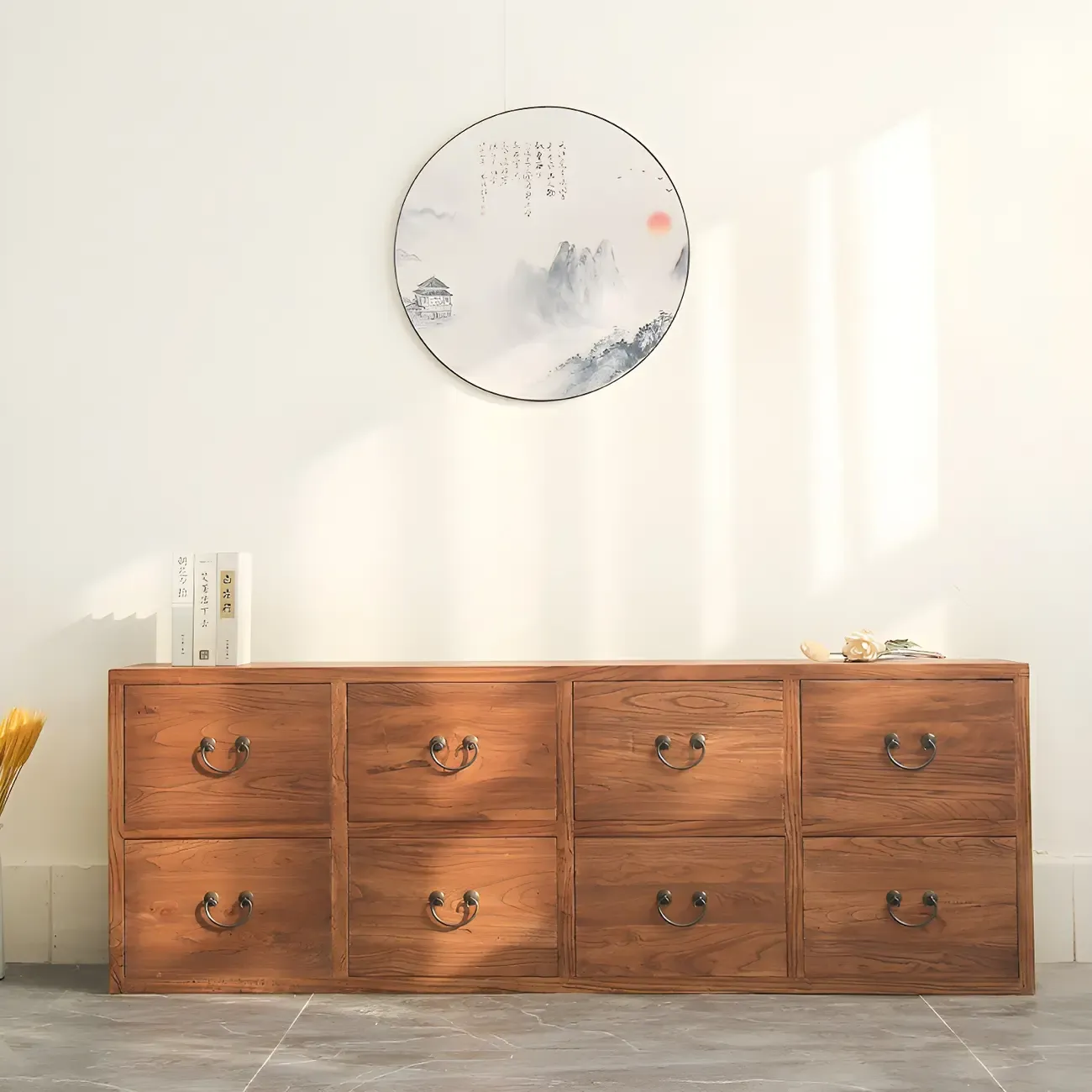 Traditional 8-Drawer Brown Horizontal Wood Large Dresser Image - 11