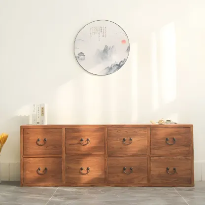 Traditional 8-Drawer Brown Horizontal Wood Large Dresser Image - 11