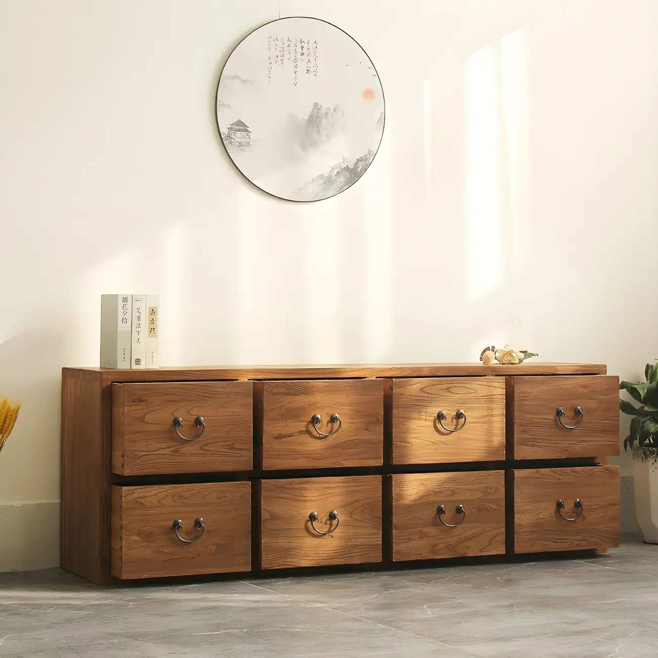 Traditional 8-Drawer Brown Horizontal Wood Large Dresser Image - 3 | homeyfad