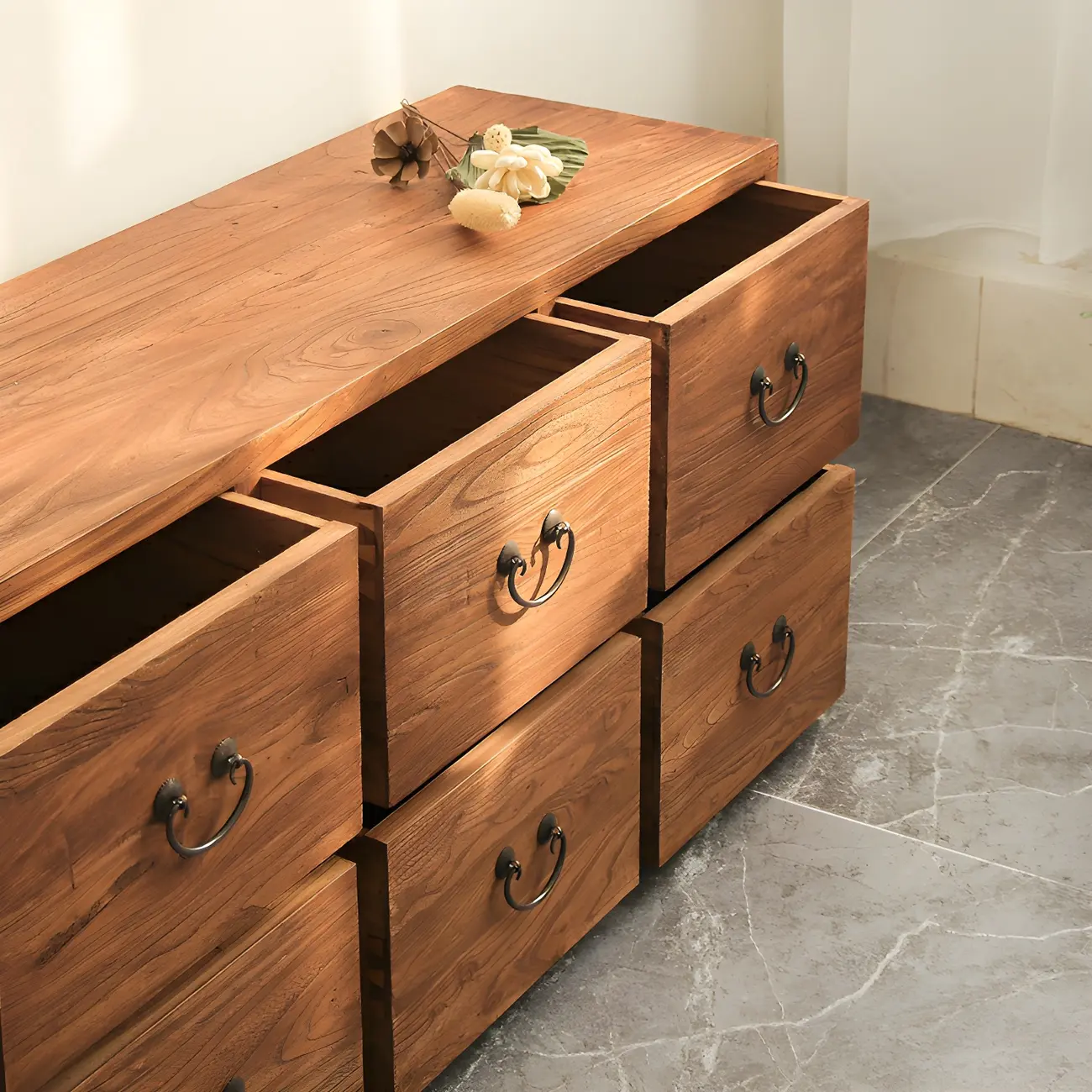Traditional 8-Drawer Brown Horizontal Wood Large Dresser Image - 4 | homeyfad