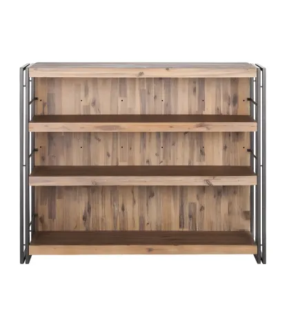 Industrial Brown Wooden Metal Shelf Storage Bar Tables Image - 6