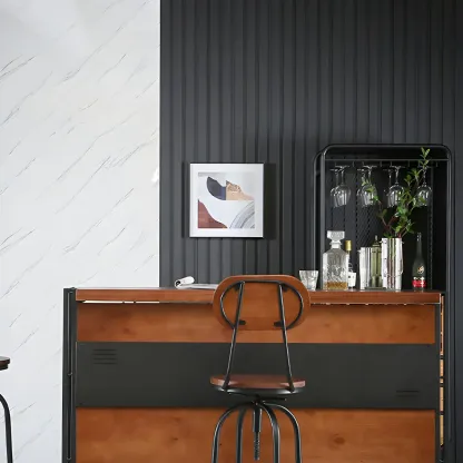 Industrial Brown Wooden Metal Shelf Storage Bar Tables Image - 7