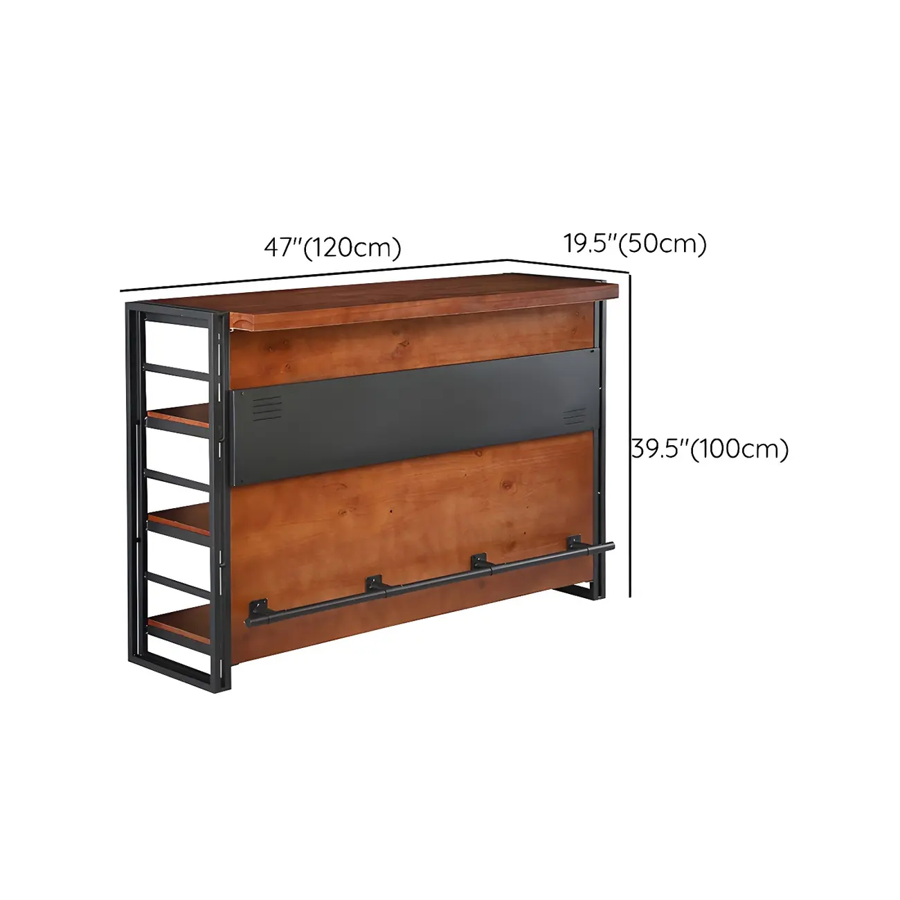 Industrial Brown Wooden Metal Shelf Storage Bar Tables Image - 10 | homeyfad