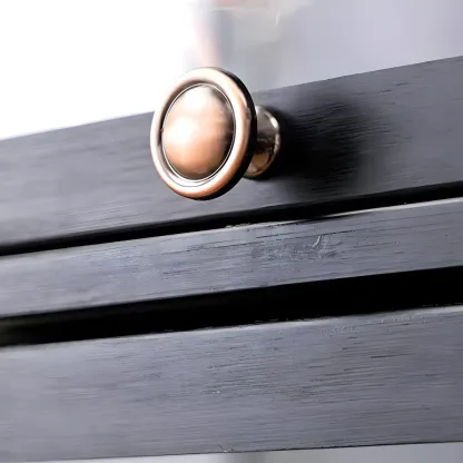 Rectangular Black Bamboo Wood Display Cabinet with Doors Image - 16