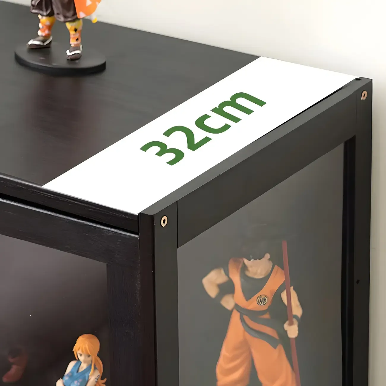 Rectangular Black Bamboo Wood Display Cabinet with Doors Image - 17