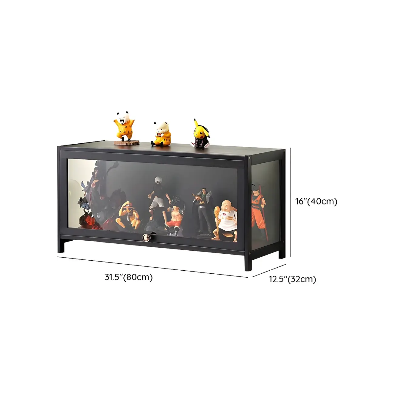 Rectangular Black Bamboo Wood Display Cabinet with Doors Image - 27 | homeyfad