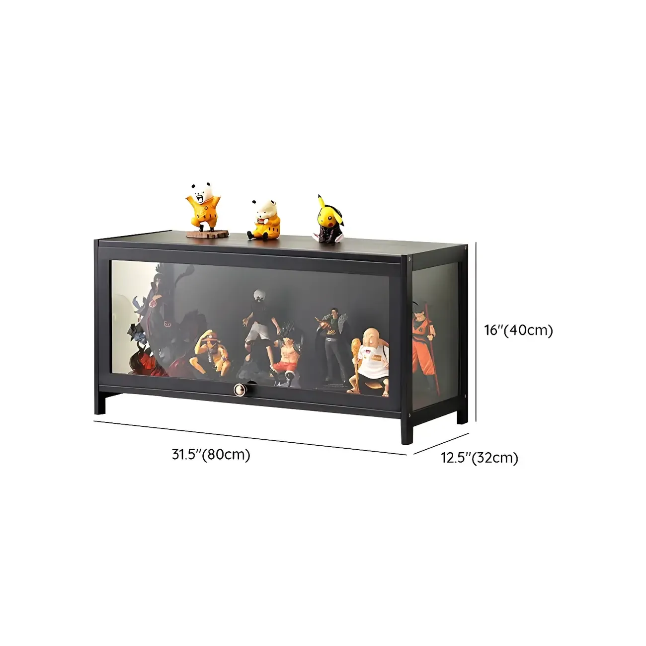 Rectangular Black Bamboo Wood Display Cabinet with Doors Image - 27