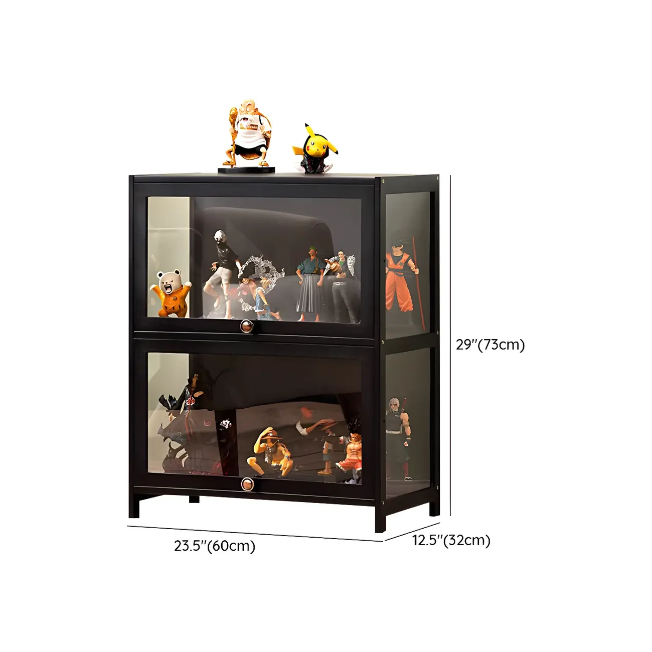 Rectangular Black Bamboo Wood Display Cabinet with Doors Image - 28 | homeyfad