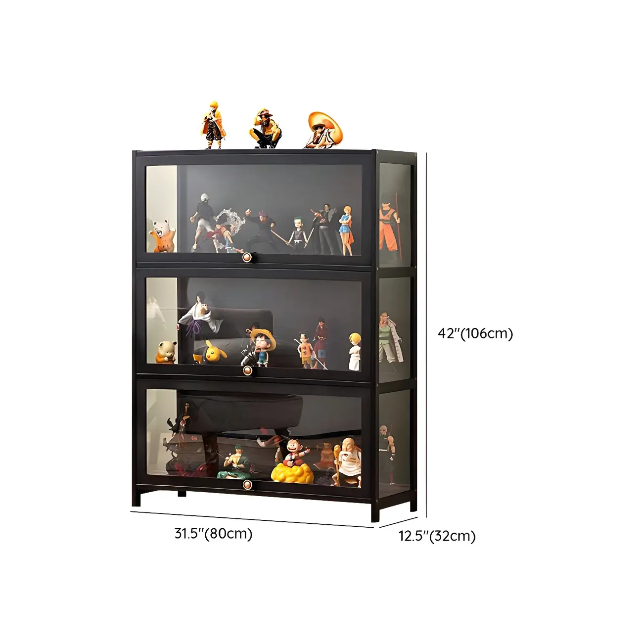Rectangular Black Bamboo Wood Display Cabinet with Doors Image - 33 | homeyfad