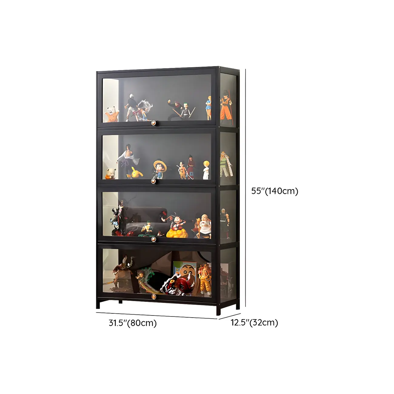 Rectangular Black Bamboo Wood Display Cabinet with Doors Image - 36 | homeyfad