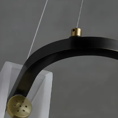 Black Living Room Circular Modern Alabaster Chandelier Image - 8