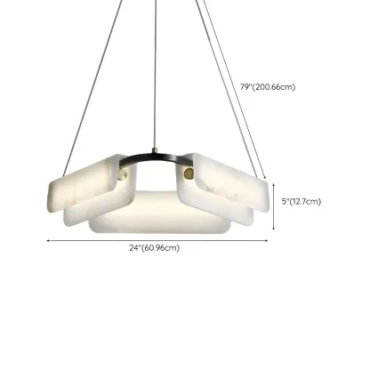 Black Living Room Circular Modern Alabaster Chandelier #size