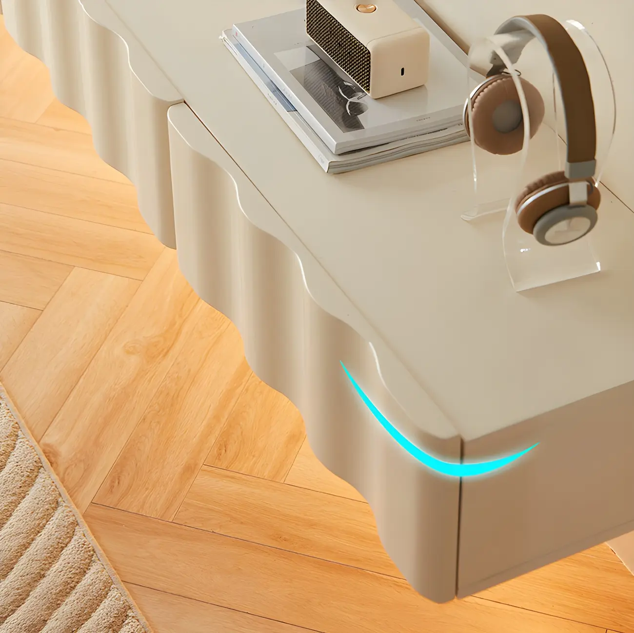 Glam Wooden Mueble Flotante Para TV Stand with Dual Drawers Image - 7 | homeyfad