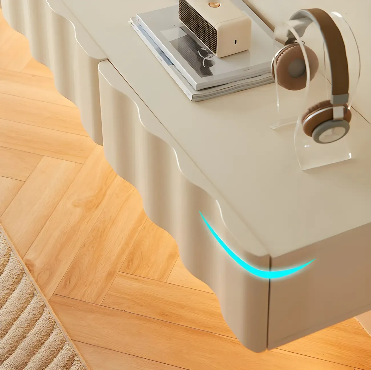 Glam Wooden Mueble Flotante Para TV Stand with Dual Drawers Image - 7