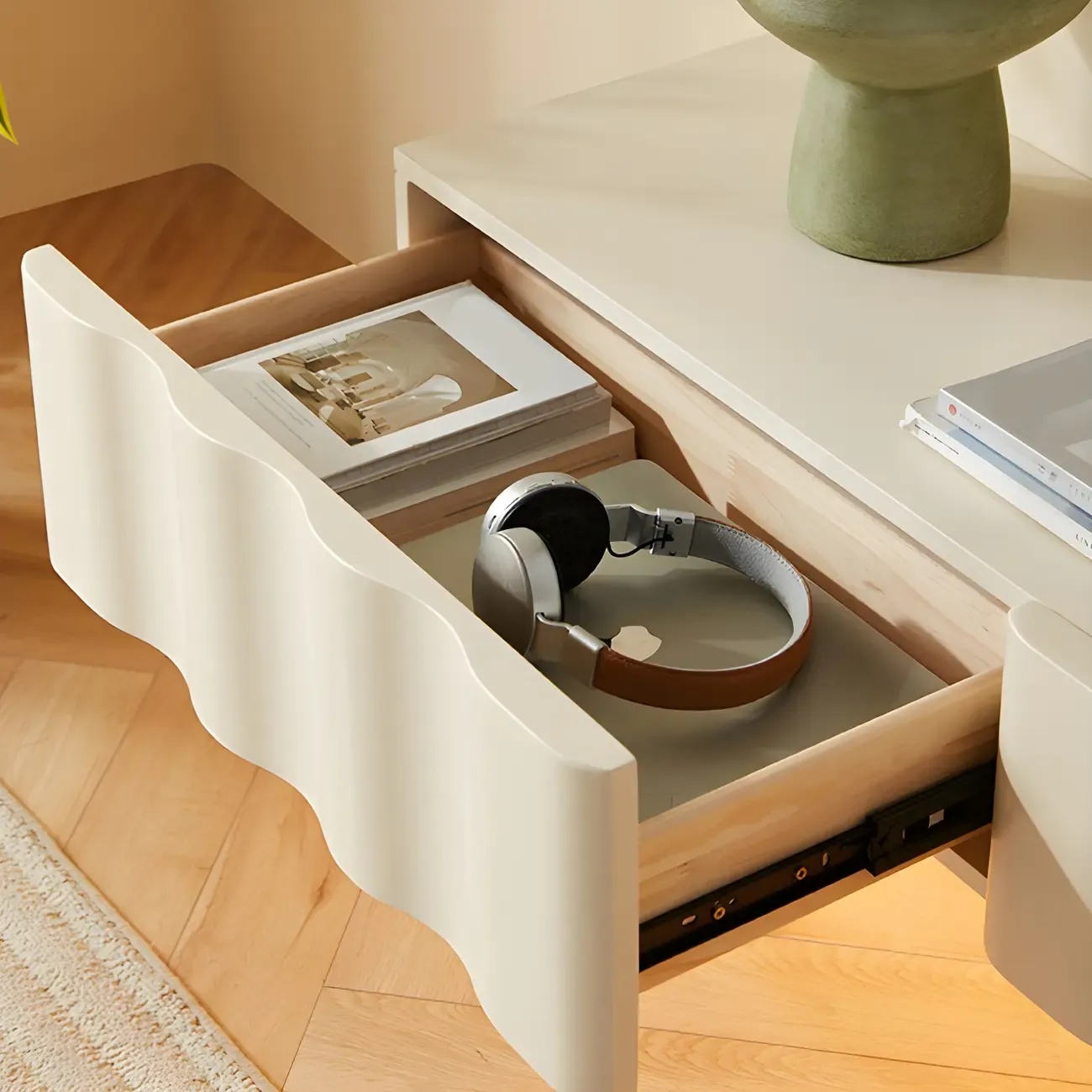 Glam Wooden Mueble Flotante Para TV Stand with Dual Drawers Image - 8