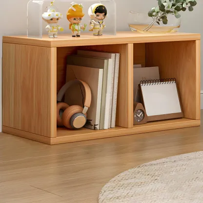 Minimalist Horizontal White Wood Open Cube Bookcase Image - 6