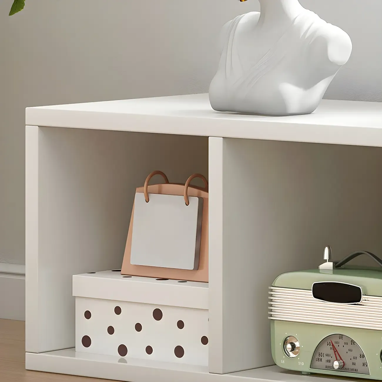 Minimalist Horizontal White Wood Open Cube Bookcase Image - 16