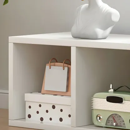 Minimalist Horizontal White Wood Open Cube Bookcase Image - 16
