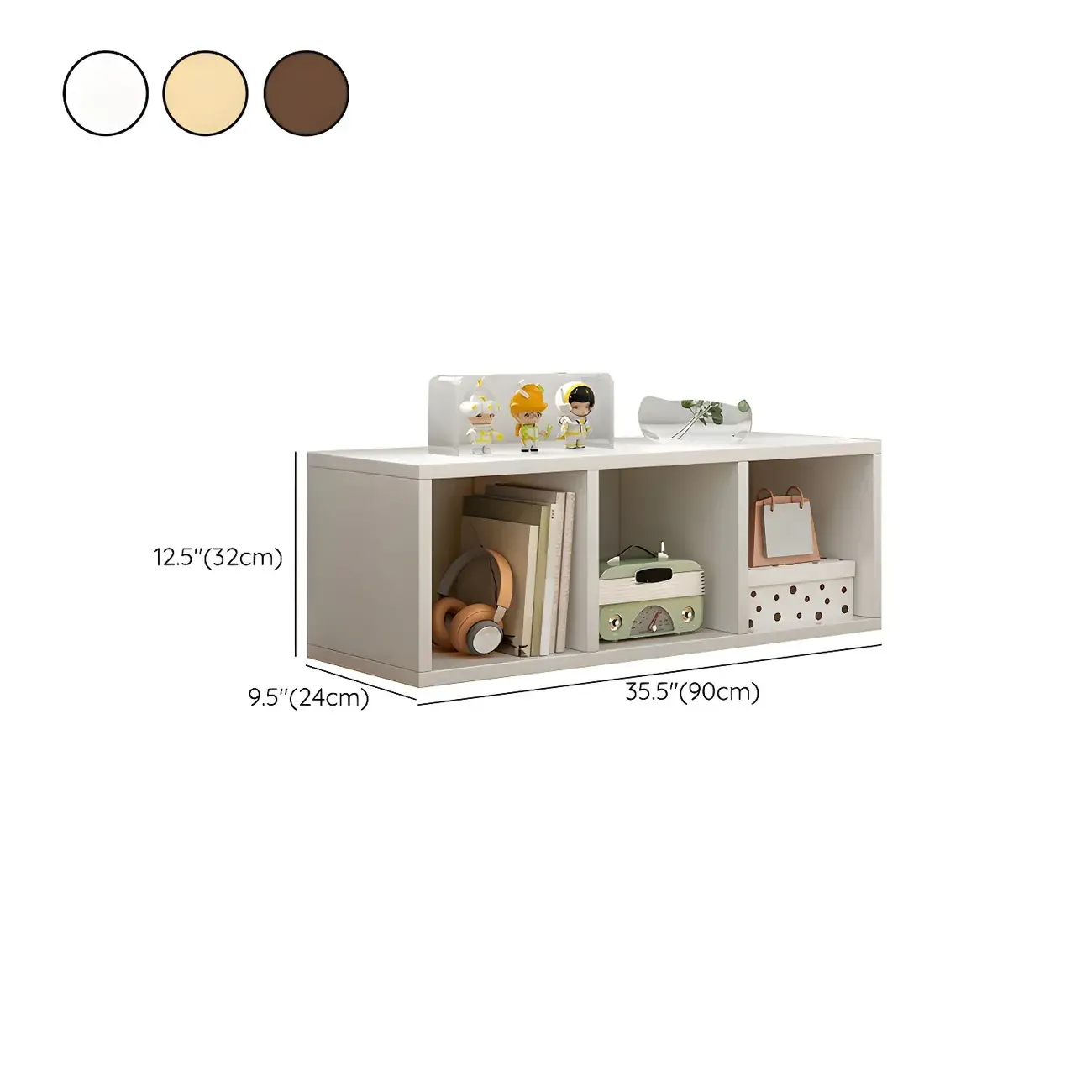 Minimalist Horizontal White Wood Open Cube Bookcase Image - 19