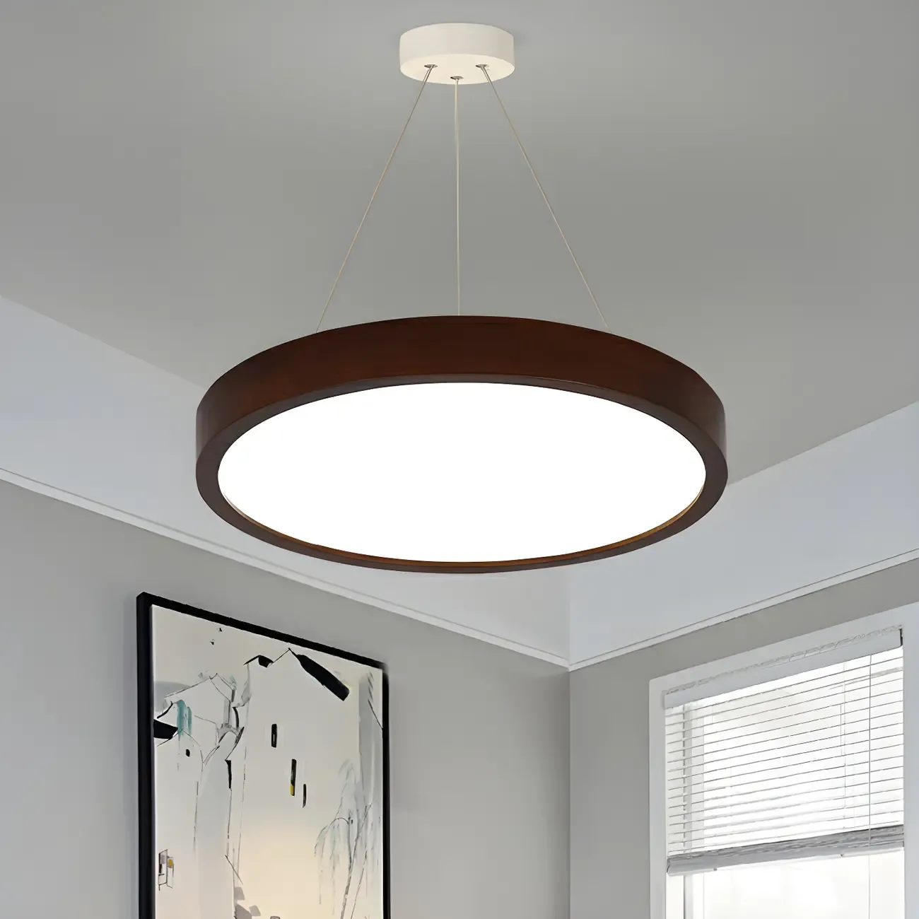 Brown Circular Acrylic Modern Linear Chandelier Light Image - 5