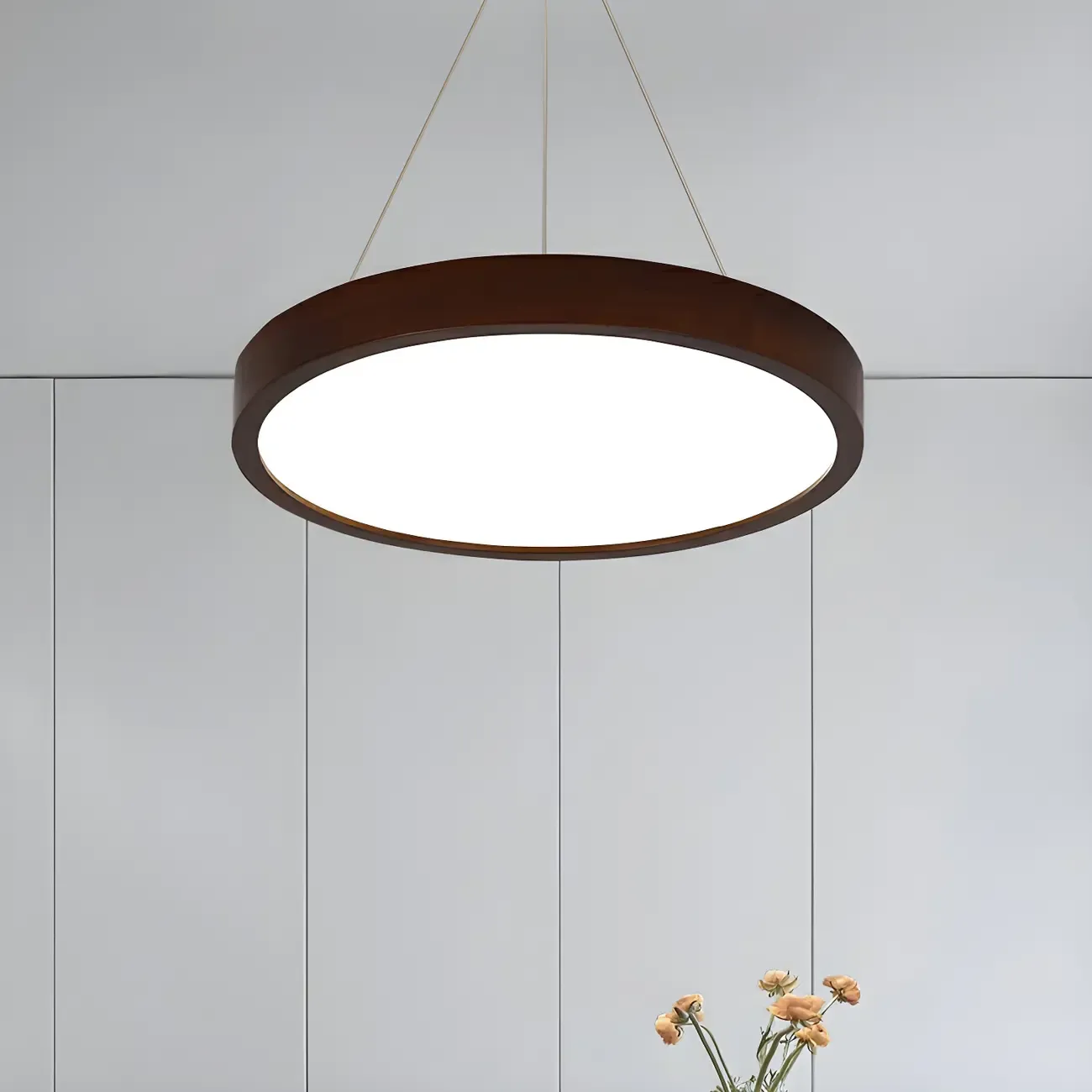 Brown Circular Acrylic Modern Linear Chandelier Light Image - 9