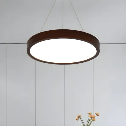 Brown Circular Acrylic Modern Linear Chandelier Light Image - 9