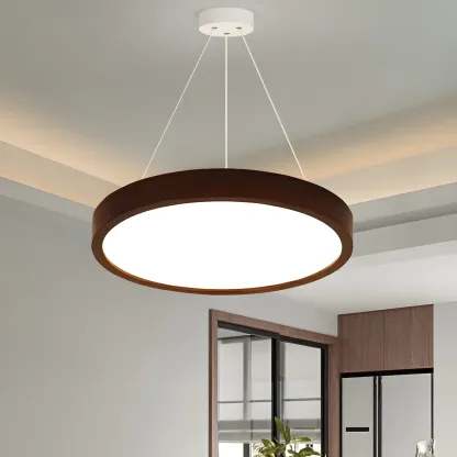 Brown Circular Acrylic Modern Linear Chandelier Light Image - 1