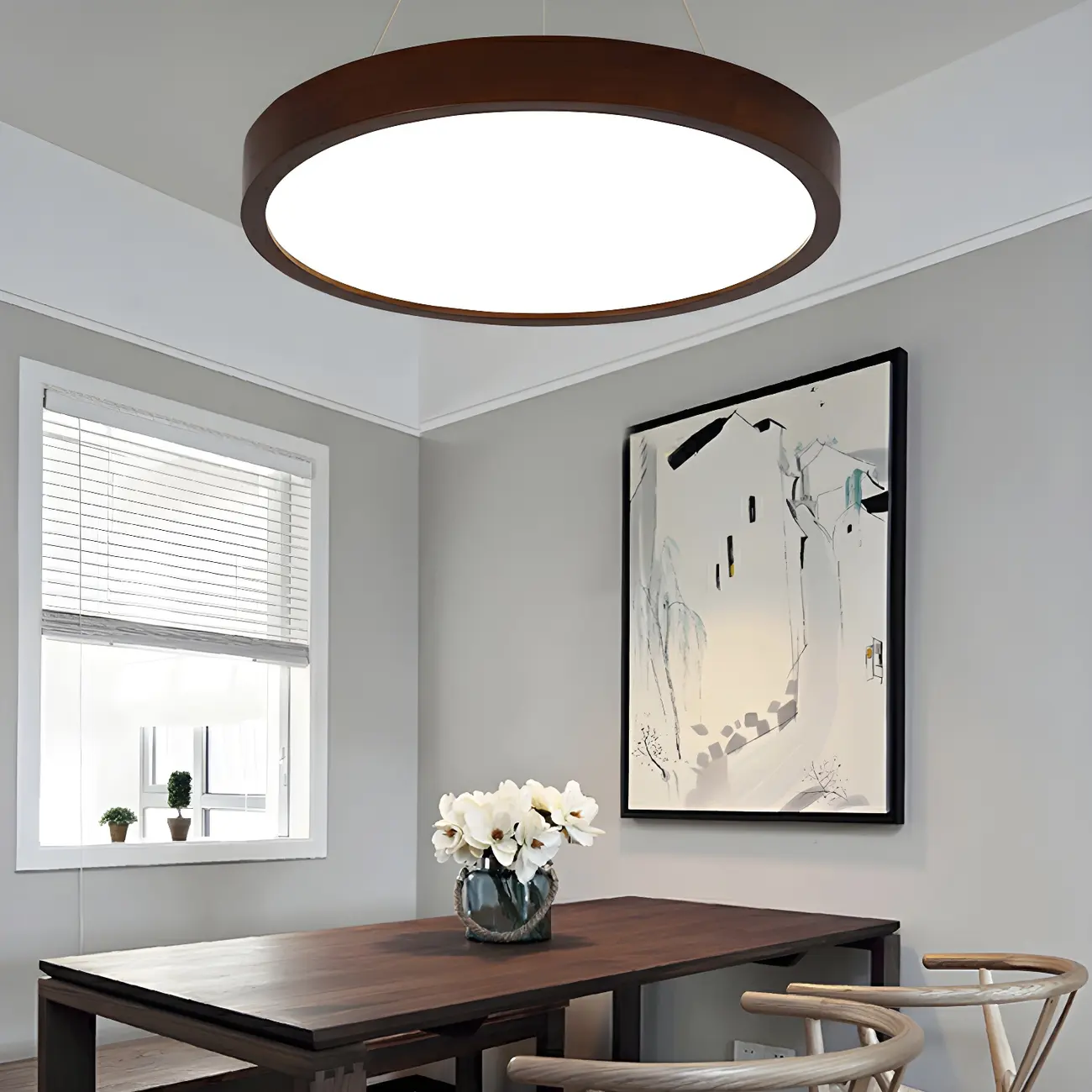 Brown Circular Acrylic Modern Linear Chandelier Light Image - 3 | homeyfad