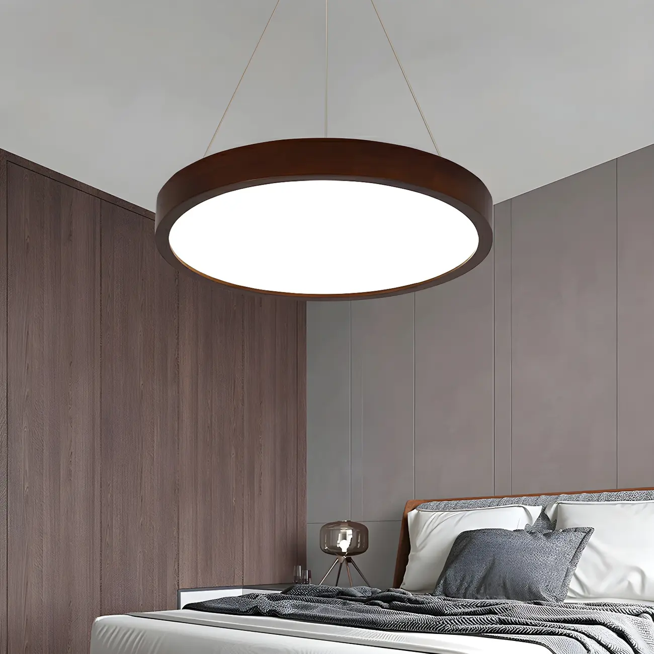 Brown Circular Acrylic Modern Linear Chandelier Light Image - 4 | homeyfad