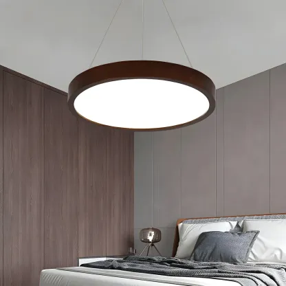 Brown Circular Acrylic Modern Linear Chandelier Light Image - 4