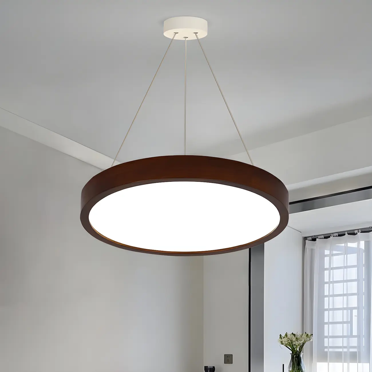 Brown Circular Acrylic Modern Linear Chandelier Light Image - 6 | homeyfad