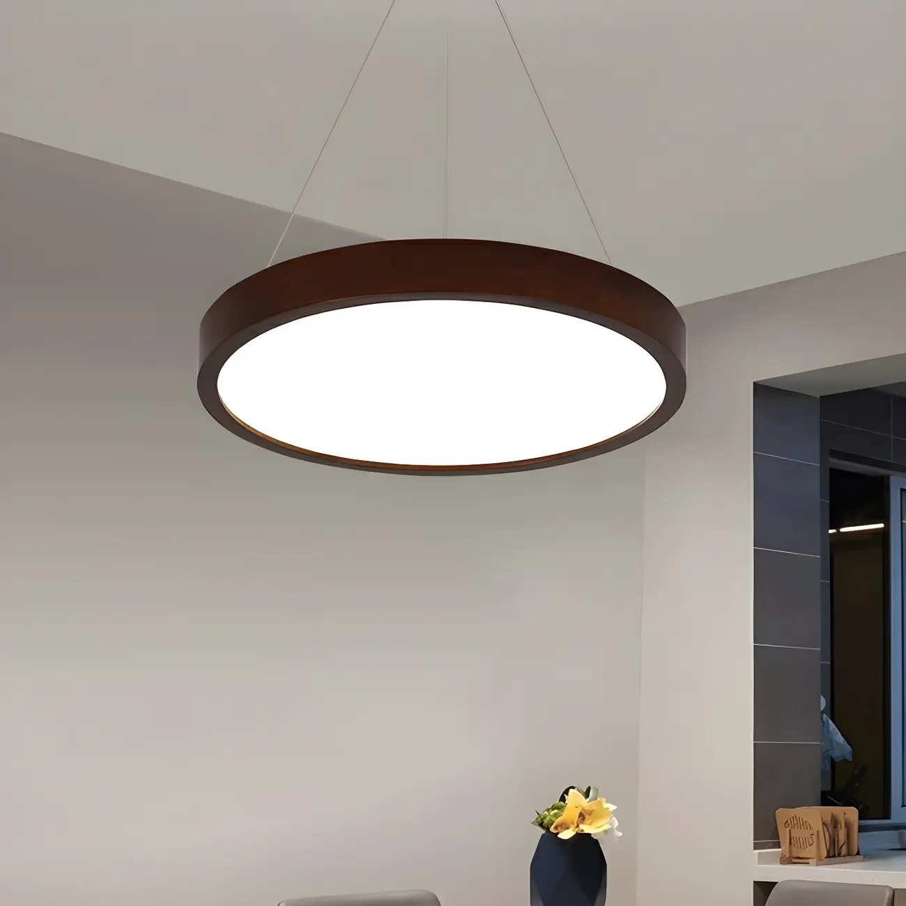 Brown Circular Acrylic Modern Linear Chandelier Light Image - 7 | homeyfad