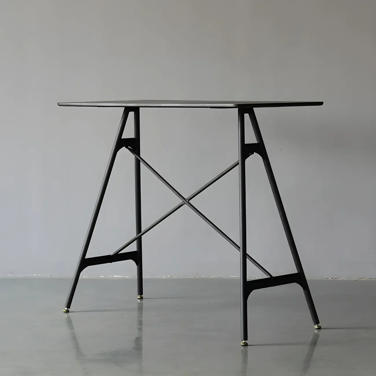 Industrial Lightweight Black Wood Wood-Tone Metal Bar Tables Image - 2