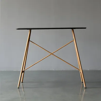 Industrial Lightweight Black Wood Wood-Tone Metal Bar Tables Image - 5