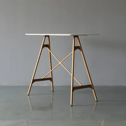 Industrial Lightweight Black Wood Wood-Tone Metal Bar Tables Image - 9