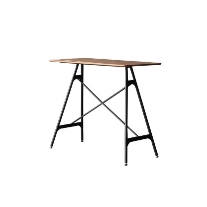 Industrial Lightweight Black Wood Wood-Tone Metal Bar Tables Image - 10