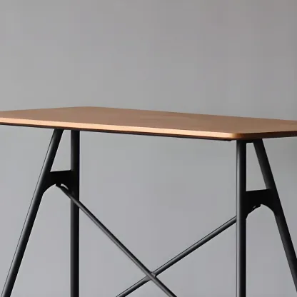 Industrial Lightweight Black Wood Wood-Tone Metal Bar Tables Image - 12