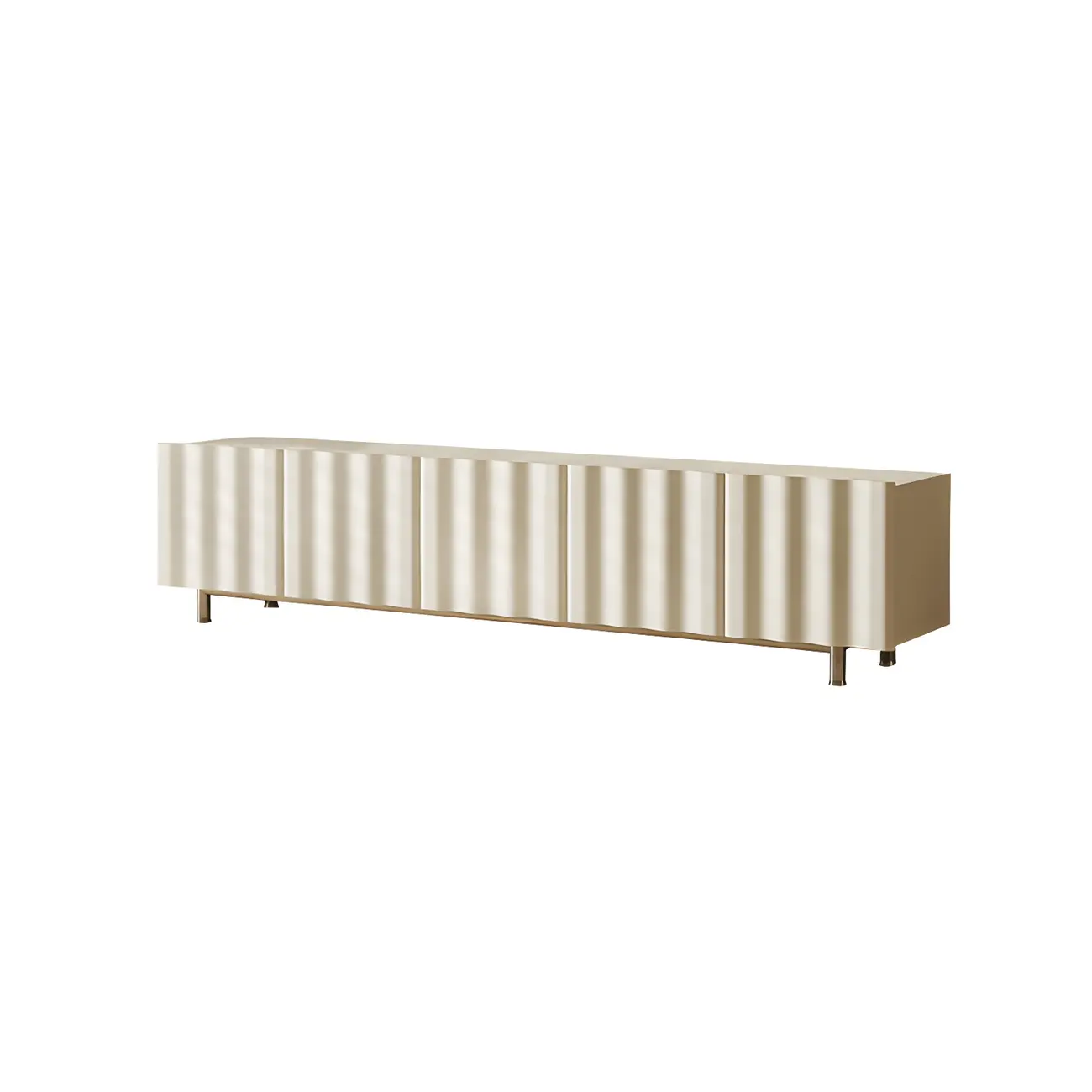 Elegant White Wooden TV Stand with Metal Legs for Living Room Image - 6 | homeyfad