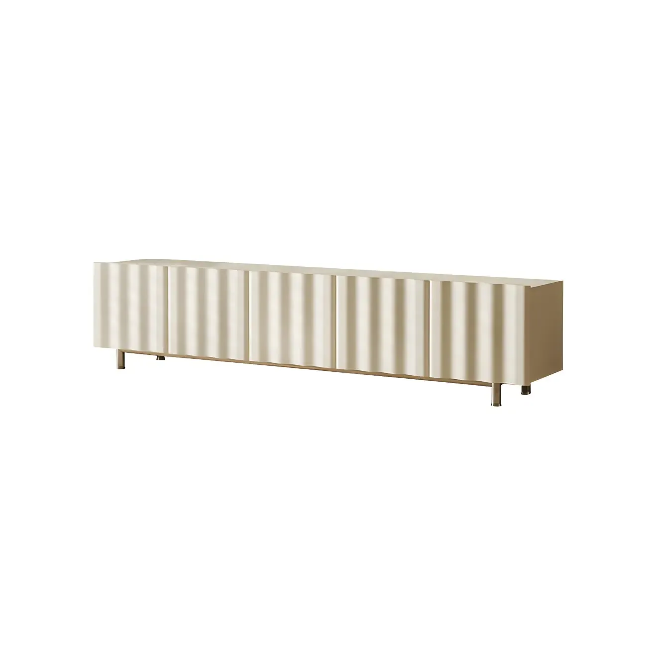 Elegant White Wooden TV Stand with Metal Legs for Living Room Image - 6