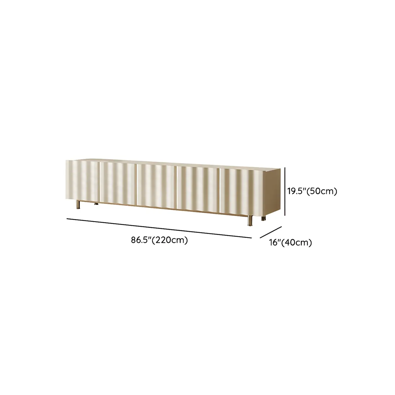 Elegant White Wooden TV Stand with Metal Legs for Living Room #size