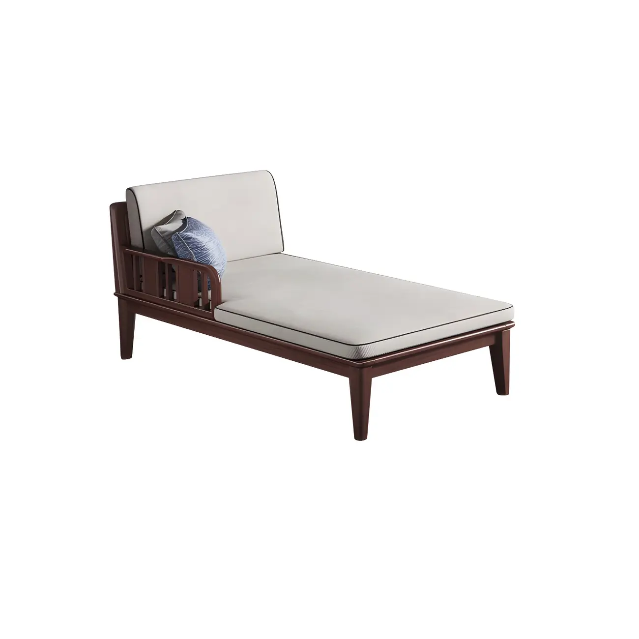 Traditional Natural Wood Upholstered Chaise Lounge with Arms Image - 2 | homeyfad