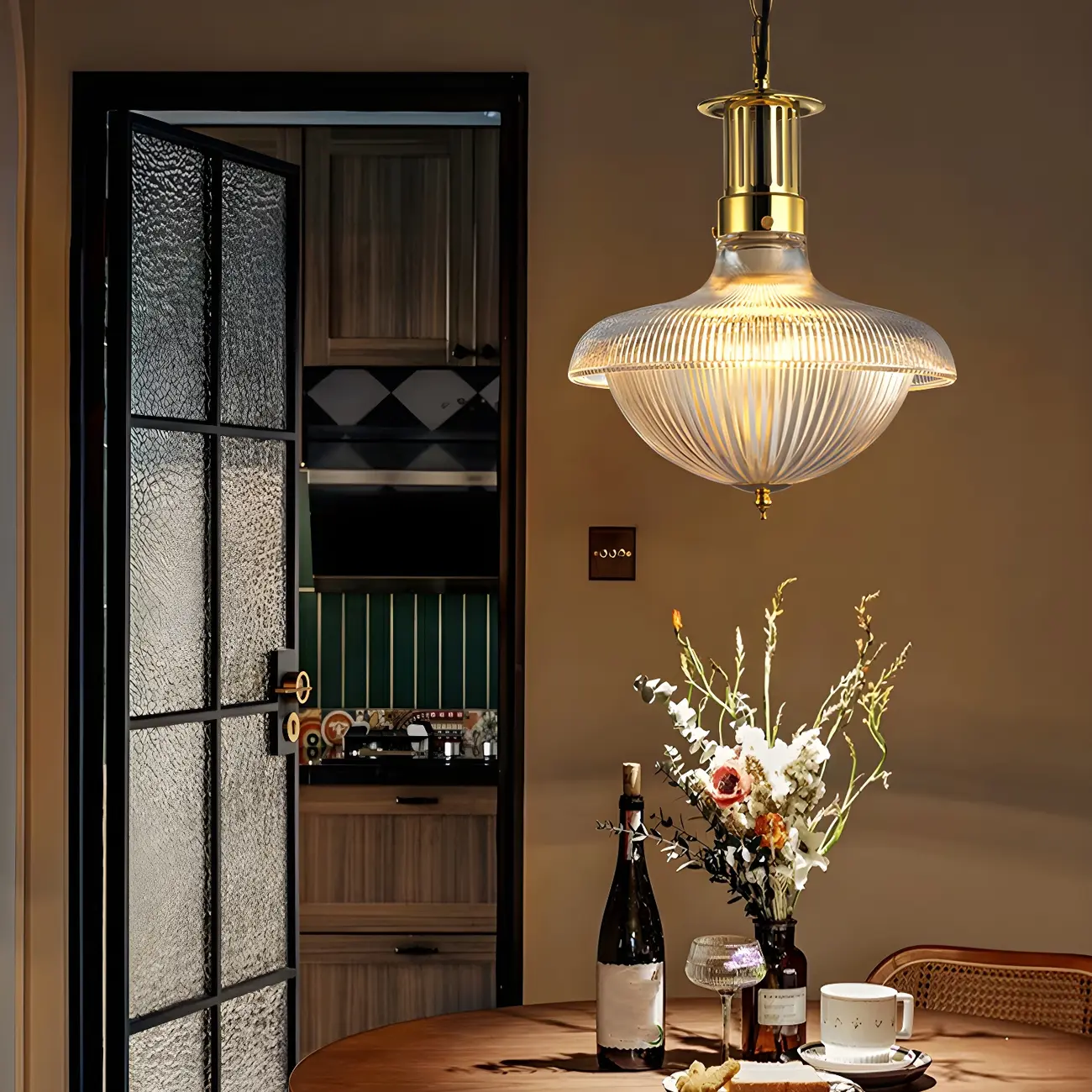 Schoolhouse Glass Gold Chandelier Pendant Light Adjustable Image - 3 | homeyfad