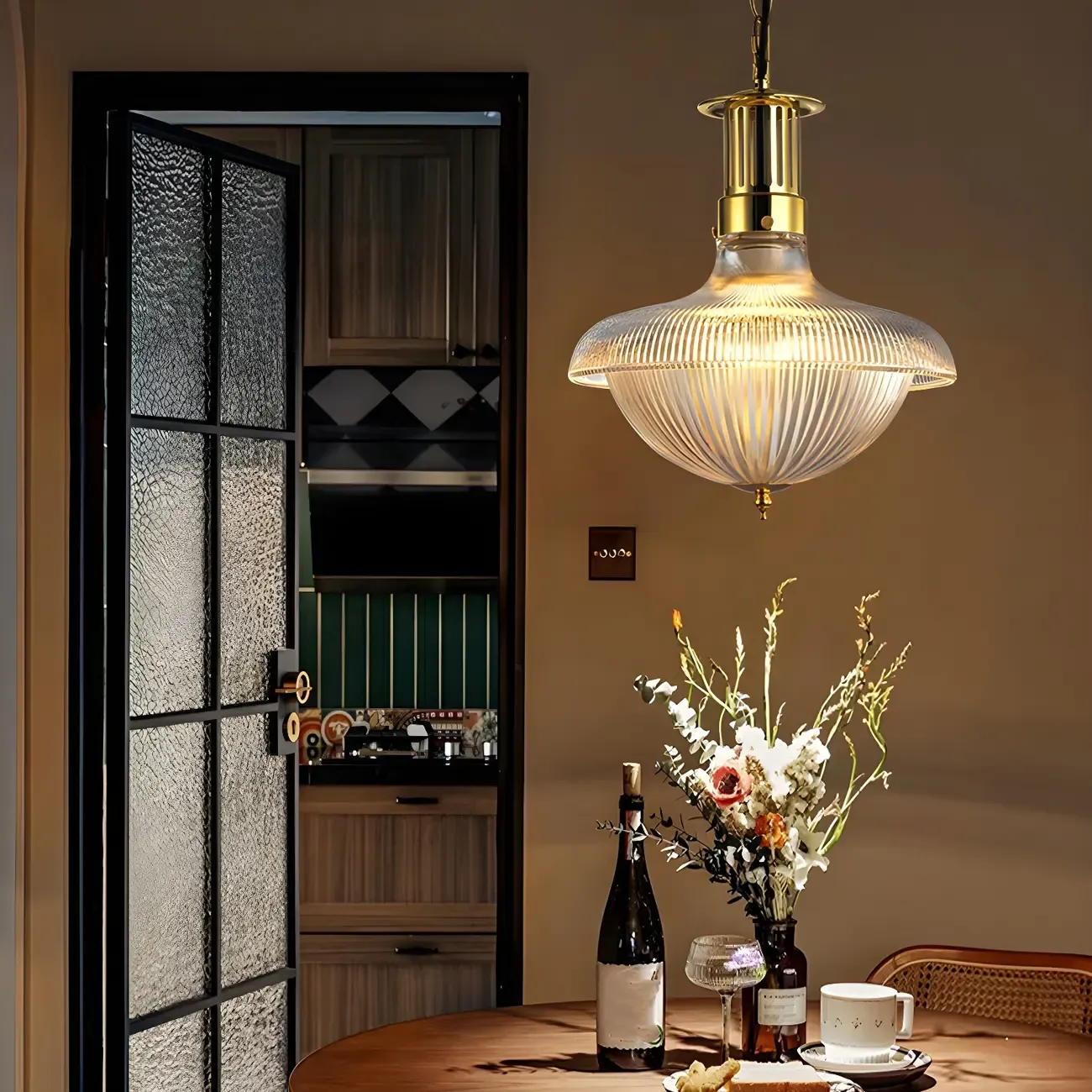 Schoolhouse Glass Gold Chandelier Pendant Light Adjustable Image - 3