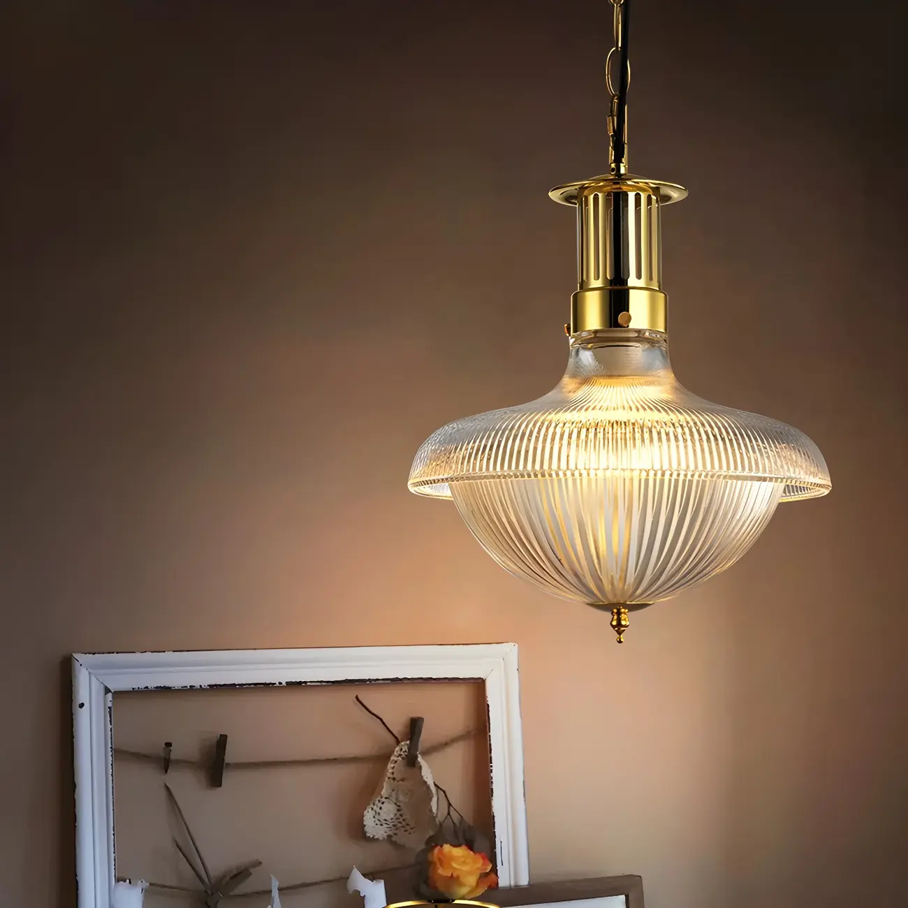 Schoolhouse Glass Gold Chandelier Pendant Light Adjustable Image - 2 | homeyfad