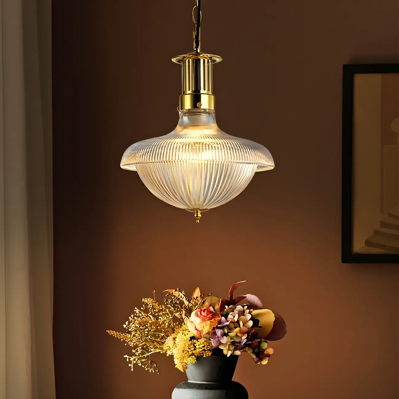 Schoolhouse Glass Gold Chandelier Pendant Light Adjustable Image - 8